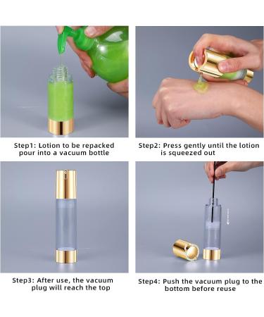 UMETASS 1.7oz (50ml) Gold Airless Pump Bottles - Set of 3 | Refillable Cosmetic Containers for Travel | Ideal for Lotion, Hand Sanitizer, Toner, Moisturizer, Facial Serum - Buy Online on SooperMarket.com