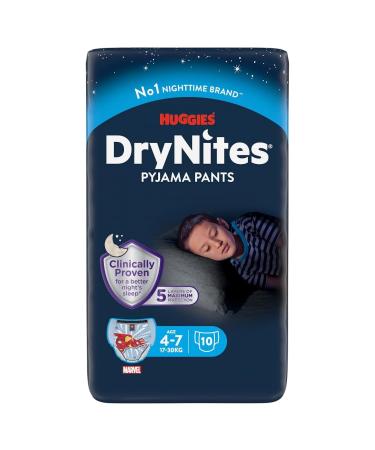 Huggies DryNites Boys Night Time Pants - Sizes 4-7 Years (30 Pants) - Absorbent Pyjama Pants to Manage Bed Wetting - Unbeatable Night Time Protection Boys 4-7yrs (30 Pants)