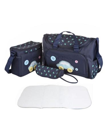 FakeFace Oxford Tissue Cartoon 4 Set Baby bag Dock bag Mother diaper bag handbag shoulder bag bottle holder dark blue