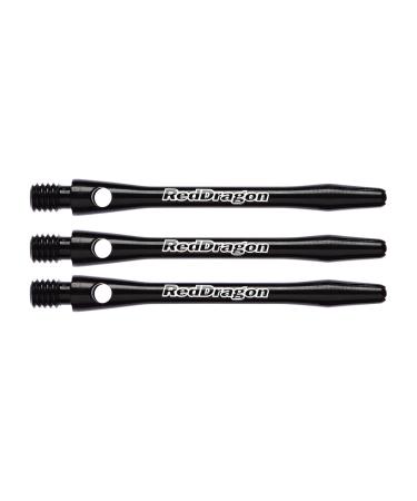 RED DRAGON Laser Etched Aluminium Medium Dart Shafts - 4 Sets Per Pack (12 Shafts in Total) (Black)