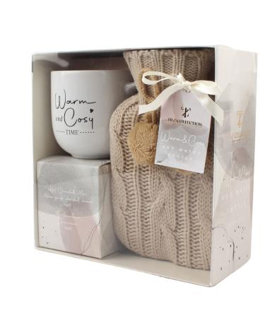 Hot Water Bottle Gift Set | Hot Chocolate Mug Gift Set With Mini Marshmallows For Hot Chocolate |Candy Canes | Hot Chocolate Mug | Mini Hot Water Bottle Gift Set | Christmas Gifts For Women Cosy Her