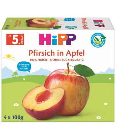 Hipp fruit break peach in apple 5805 6 Pack (6 x 4 x 100 g pack) H 5805 peach/apple 4x100g 99.2 g (1-pack) peach/apple