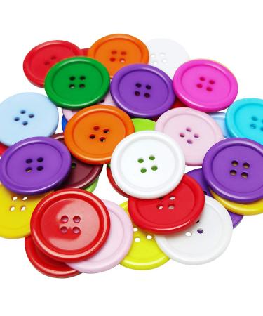 Chenkou Craft Mix Color Plastic Resin Circle Big Button 4 Holes DIY Craft Sewing 30mm 40pcs(Mix, 1 1/4"(30mm)) Mix 1 1/4"(30mm)