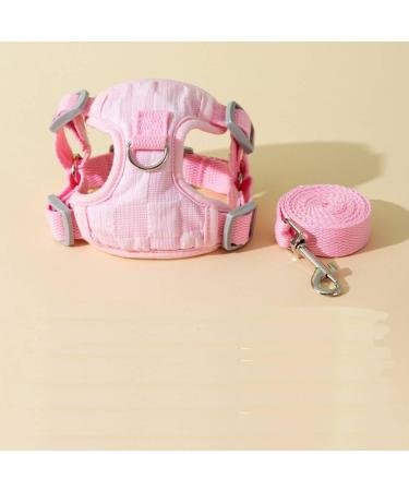 Fueegue Cat Harness with Leash Escape Proof Adjustable Soft for Cats and Dogs Puppy Harness Pink Bubble Mesh L