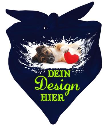 Dog triangular scarf personalized with your desired motif (color: navy) (size 2 (68 cm)) 68 x 20 navy