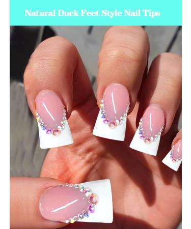 500PCS Short Duck Nail Tips - Clear Half Cover Acrylic Nails for Salon | Extra Short Flare French Nail Extensions | 10 Sizes - Buy Online on SooperMarket.com