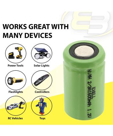 Buy 2x Exell 2/3A 1600mAh NIMH Rechargeable Flat Top Batteries for Telecoms UPS RC Devices & More - International Shipping Available - Buy Online on SooperMarket.com