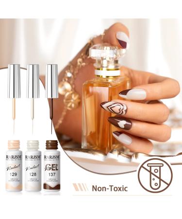 RARJSM Nude Liner Gel Nail Polish Set - 12 Colors 5ml with Thin Sharp Brush for Nail Art, Swirl Nails, and Striping - Soak Off, Curing Required - 12pcs Nude Color Set - Buy Online on SooperMarket.com
