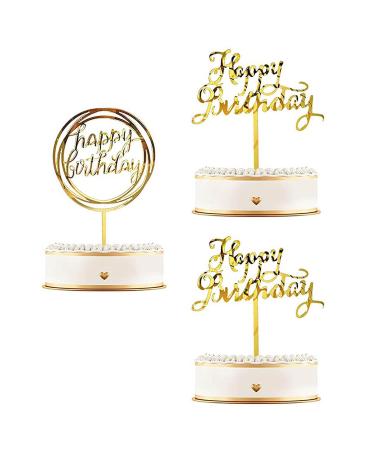 Gold Birthday Cake Toppers Cupcake Topper Cake Decoration for Birthday Party Supplies ZAN83