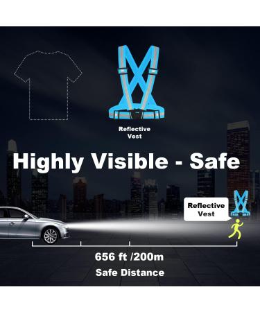 Reflective Running Vest for Women and Men | Adjustable & Lightweight | Highly Visible Safety Vest for Night Running, Jogging, Cycling, and Dog Walking - Blue - Buy Online on SooperMarket.com