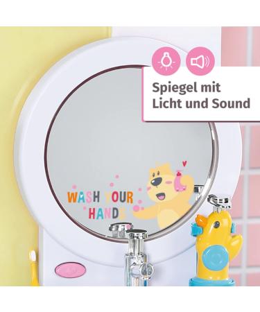 Shop Baby Born Bath Washbasin - Interactive Doll Playset with Light Sound Toothbrush Soap Dispenser & More | 832707 by Zapf Creation - International Shipping Available - Buy Online on SooperMarket.com