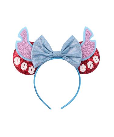 Yunmoxiao Mouse Ears Bow Headbands Shiny Bows Glitter Party Decoration Cosplay Costume for Kids Girls Women Princess Party Decorations Cosplay (Pink)