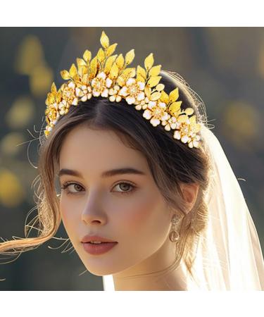 Zoestar Leaf Bride Wedding Crowns and Tiaras Gold Flower Crown Headband Princess Goddess Headpiece Bridal Headwear for Women - Buy Online on SooperMarket.com
