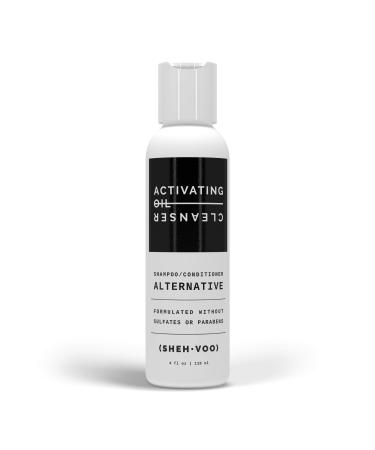 (SHEH VOO) Activating Oil Cleanser - 2 in 1 Non-Damaging Hair Wash - Shampoo/Conditioner Alternative - Sulfate & Paraben Free (4 fl oz)