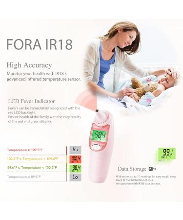 Fora IR18 Infrared Ear Digital Thermometer - Quick & Accurate Measurement for Baby, Kids, and Adults - Fever Alarm, Bonus Probe Covers - Buy Online on SooperMarket.com