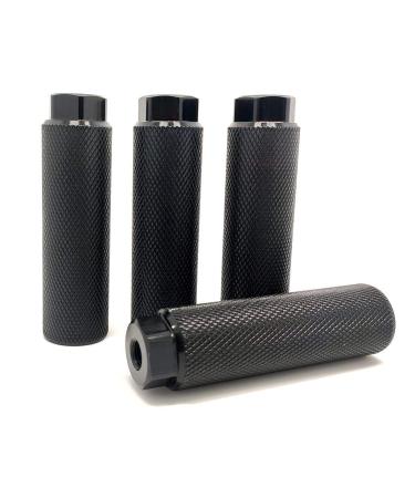 Mantain 4 PCS Bike Foot Pegs, 4 inch Length Aluminum Alloy Cylinder Anti-Skid Fit 3/8 inch Axles BLACK