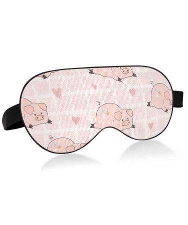 Haskirky Light Blocking Eye Mask Breathable and Adjustable Adult Men and Women Travel on Business Trips Yoga Meditation Light Smooth Comfortable Eye Mask Office Deep Sleep Goodies Cute Pink Pig