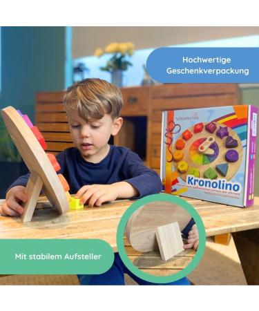 SCHMETTERLINE Kronolino Wooden Learning Clock | Rainbow Colors for Playful Time Learning | Ages 3+ - Buy Online on SooperMarket.com