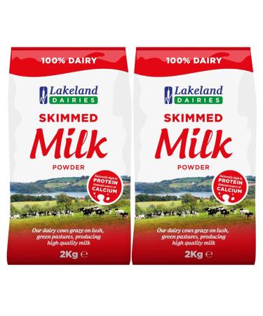 2 x 2kg Lakeland Daries Skimmed Low Fat Milk Powder Baking Cooking Coffee Tea Drink Custard Pudding Dessert Sauce Gravy