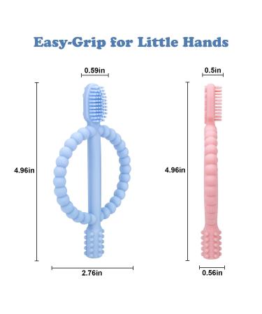 Buy BPA-Free Baby Biting Toys & Toothbrush Set - Soothing Silicone Teething Rings (Blue & Pink) for 3+ Months - Safe & Stimulating Gum Relief - Buy Online on SooperMarket.com