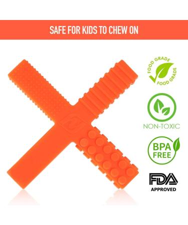 Sensory Chew Stick Toys for Kids with Autism ADHD - 2 Pack Medium Hardness Teething Tubes with 4 Textures - Purple/Orange - Buy Online on SooperMarket.com