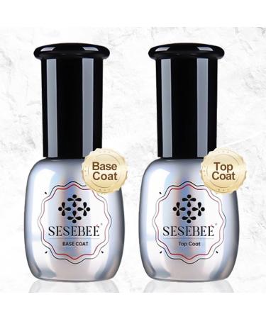15ml Gel Top Coat and Base Coat Set No Wipe Top Coat Base Coat Soak Off Set LED Lamp Dry Clear Shine Gloss Mirror Long Lasting Nail Art Gel Polish Resin Tested Formul (Base & Top Coat)