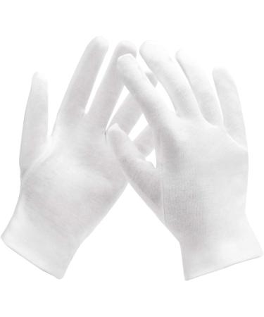 100% Cotton Gloves for Eczema 1 Pairs White Cotton Moisturizing Gloves Over Night Bedtime | Cosmetic Inspection Premium Cloth Quality | Dry Sensitive Irritated Skin Spa Therapy Secure Wristband