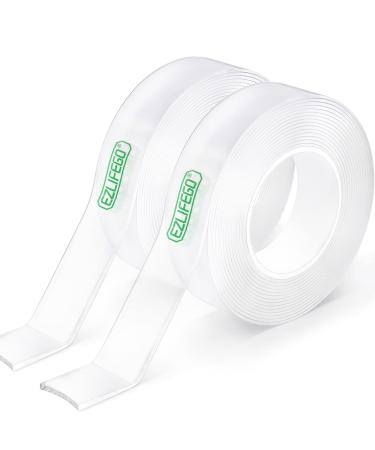 EZlifego Double Sided Tape Heavy Duty(Extra Large Pack of 2 Total 396 Inch) Nano Double Sided Adhesive Tape Clear Mounting Tape Picture Hanging Strips Removable Wall Tape Sticky Poster Tape Decor 2 Rolls 16.5Ft 1.1...