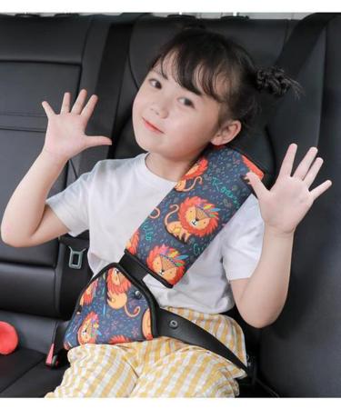 Kids Seatbelt Adjuster Car Seat Belt Cushion Car Travel Pillow Headrest Head Neck Support Pillow Safety Belt Shoulder Pad Seat Belt Positioner Safety Strap Protector Cover For Car Seat Pushchair cartoon lion