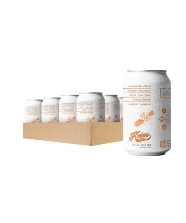KOIOS SPARKLING BRAIN ENERGY - Apricot Vanilla - Nootropic Beverage, Enhance Brain Function, Improve Memory & Productivity, Reduce Stress, Contains Lions Mane Mushroom & MCT Oil, Natural Caffeine, Gluten-Free, Vegan (12 PACK)
