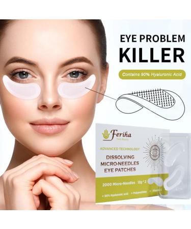 FERIHA Dissolving 2000 Microneedles Eye Patches - Vitamin C, Hyaluronic Acid & Peptides - Advanced BioActive Technology - Anti-Wrinkles, Puffy Eyes, Dark Circles - Instant Results (2 x Pairs) - Buy Online on SooperMarket.com