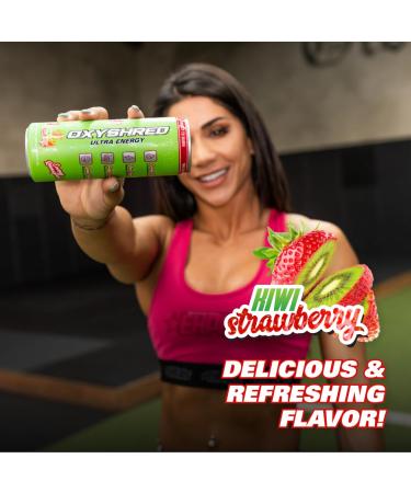 EHP Labs OxyShred Healthy Energy Drink - Zero Sugar Zero Carbs Kiwi Strawberry 12-Pack with Amino Acids & Green Tea Extract - Buy Online on SooperMarket.com