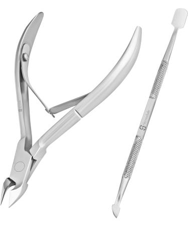 Cuticle Remover Tool Set Stainless Steel Professional Cuticle Nipper and Pusher Nail Care Manicure Pedicure (Cuticle Nipper + Cuticle Pusher) - Buy Online on SooperMarket.com