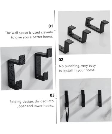 OSALADI 2pcs Up and Down Double Hook 2 Metal Clothes Home Storage Hook Towel Rack Double Fork 8.7x3cm Black - Buy Online on SooperMarket.com