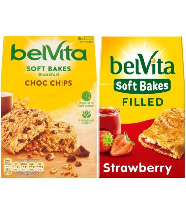 Breakfast Biscuits Bundle With Belvita Choc Chips Soft Bakes Breakfast Biscuits 250g and Strawberry Soft Bakes Breakfast Biscuits 250g (2 Pack)