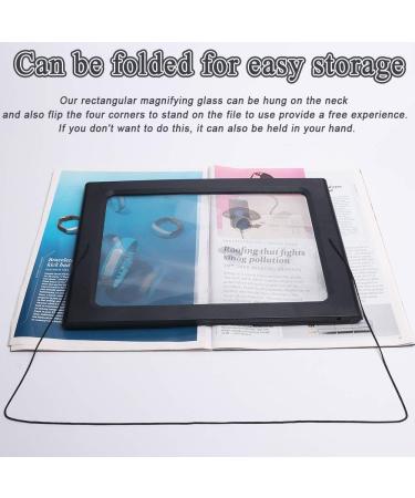 A4 Full-Page Rectangular 2.5X Magnifier Large Hands-Free Magnifying Glass LED Lighted Illuminated Foldable Desktop Portable for Elder Kids - Buy Online on SooperMarket.com