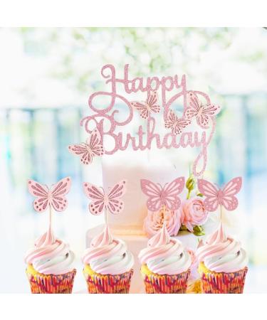 13PCS Butterfly Glitter Cake Topper: Paper Cupcake Pick for Birthday Cake Decoration - Buy Online on SooperMarket.com