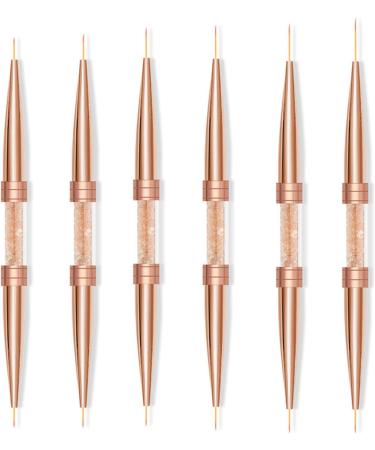 6pcs Professional Nails Art Brushes Set Double Ended Nail Striping Brush Thin Brushes For Gel Polish Pen Dotting Tool Drawing Small Details - Buy Online on SooperMarket.com