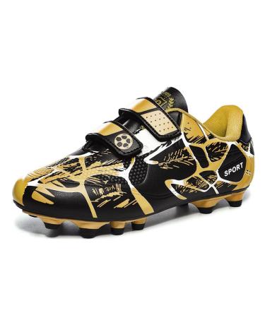 Riawexen football boots boys girls football boots children low top non-slip soccer training shoes unisex 28-37 34 EU black yellow