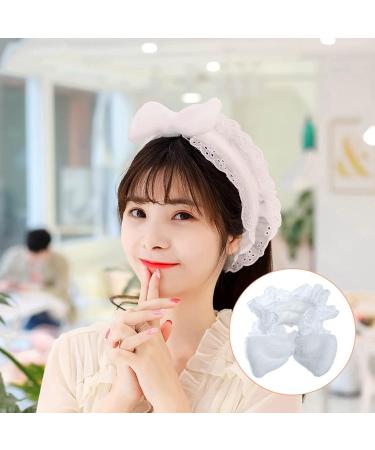 JSGHGDF Headband Plush Bows Solid Color Headband Ruffle Lace Soft Makeup Hairband -slip Elastic Headbands for Girls Women Orange - Buy Online on SooperMarket.com