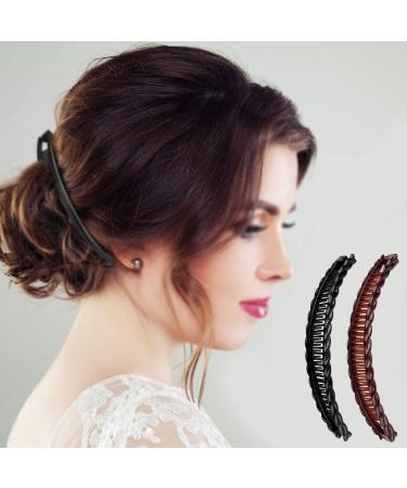 Rocita Long Banana Hair Clips - Black & Brown Dual Pack (15cm) - Buy Online on SooperMarket.com