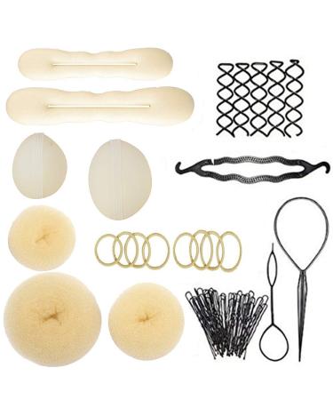 Zinnor Hair Bun Maker Blonde Hair Bun Insert Hair Styling Accessories Kit Hair DIY Styling Donut Bun Maker Kit Full Size Large Medium Small for Women Kids Girls