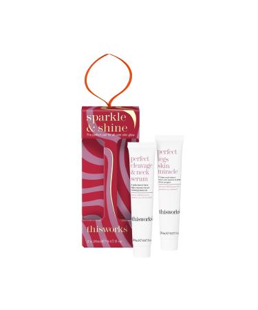 This Works Sparkle & Shine Gift Set - Travel Size Perfect Legs Skin Miracle and Perfect Cleavage & Neck Serum - Pamper Gifts for Women Christmas Gifts for Her