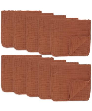 Comfy Cubs Muslin Spitting towels 6 set large 100% cotton hand washcloth 6 layers extra absorbent and soft (grenade 10-pack) garnet pack of 10