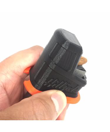 Hilljak Ergonomic Magazine Speed Loader for Smith & Wesson M&P 9 Shield (1.0, 2.0), Springfield Armory XD-S, XD-E 9mm Single-Stack Quickie Loader HD3, Red Stripe