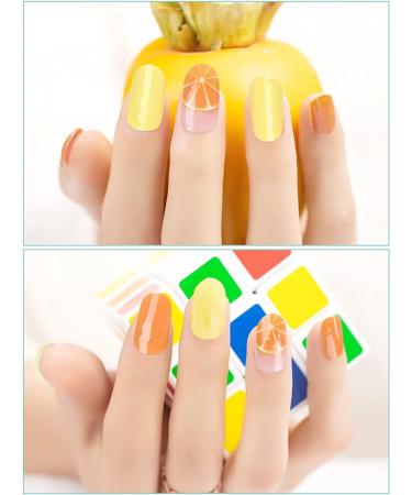 EBANKU Semi Cured Gel Nail Strips - Long Lasting Waterproof Nail Polish Wraps in Yellow and Orange | Includes Cuticle Stick, Nail File, Wipes - DIY Gel Nail Stickers - Buy Online on SooperMarket.com