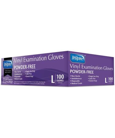 Inspire Stretch Vinyl Exam Gloves - Pack of 1000 | Latex-Free Disposable Medical Cleaning Gloves Large - Buy Online on SooperMarket.com