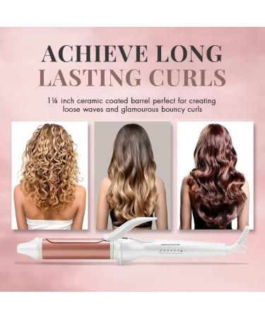 34mm Ceramic Curling Wand for Short to Long Hairstyles - Lily England Rose Gold Curling Tongs - Adjustable Temperature - 2M Swivel Cord - Buy Online on SooperMarket.com