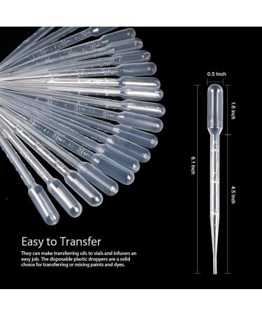 150PCS 3ML Disposable Plastic Transfer Pipettes Eye Dropper for Essential Oils, Makeup Tool & Science Lab - Buy Online on SooperMarket.com