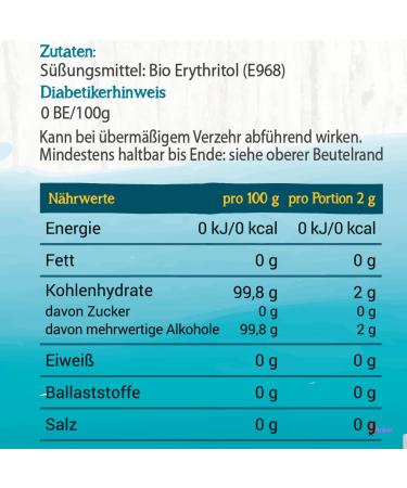Steviola Bio Erythrit White 500g - Organic Vegan Sugar-Free Sweetener for Food & Drinks - Buy Online on SooperMarket.com